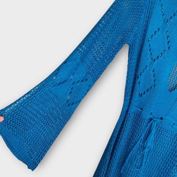 Kingspinner Womens Coverup Sz‎ Medium Crochet Knit Swim Beach Dress Turquoise - Picture 10 of 13
